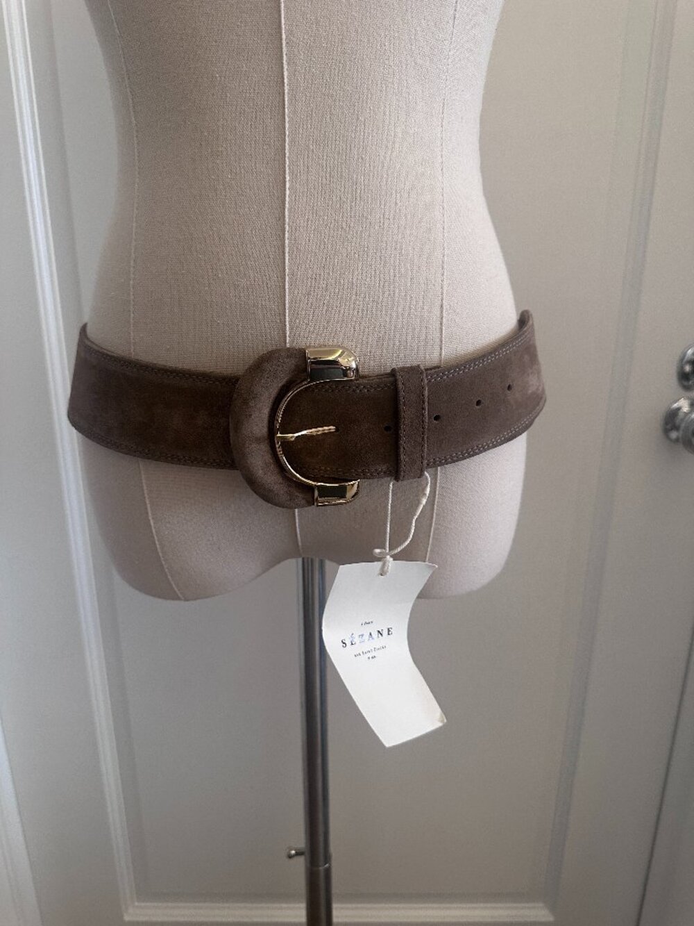 Sézane Oma belt in Taupe suede, size FR90 ~ NWT!